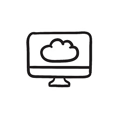 Image showing Cloud computing sketch icon.