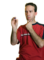 Image showing Man Thinking About Writing