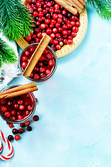 Image showing cranberry drink and berries