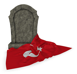 Image showing gravestone and flag of turkey - 3d rendering