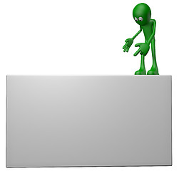 Image showing cartoon guy shows something on a board - 3d illustration