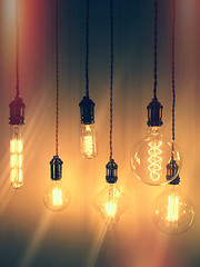 Image showing Retro style image of industrial light bulbs