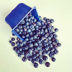 Image showing Box of ripe blueberries