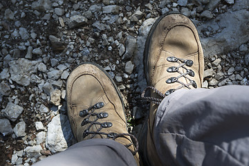 Image showing Brown hiking shoes