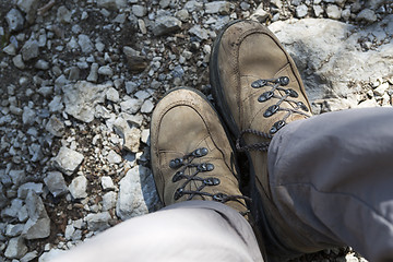 Image showing Brown hiking shoes