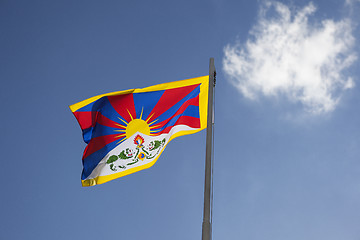 Image showing National flag of Tibet on a flagpole