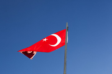 Image showing National flag of Turkey on a flagpole