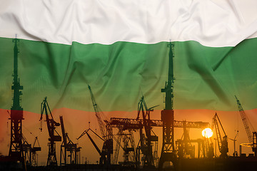 Image showing Industrial concept with Bulgaria flag at sunset