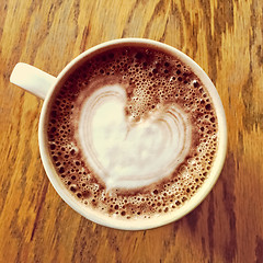 Image showing Heart drawing on hot chocolate cup