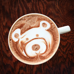 Image showing Cute teddy bear drawing on hot chocolate cup