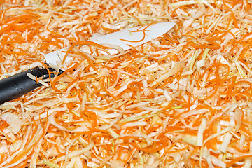 Image showing Preparing homemade sauerkraut