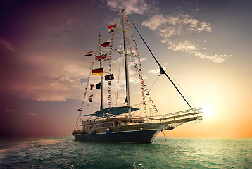 Image showing Sailboat and storm clouds