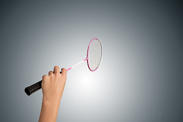 Image showing Color photo of one racket for badminton