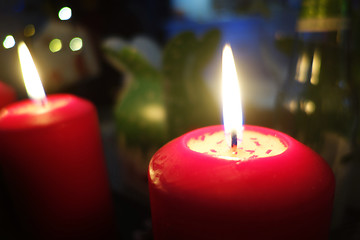 Image showing Christmas candle burning at night