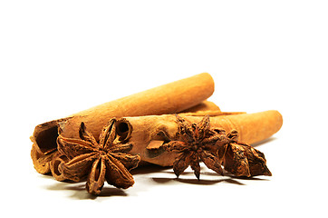 Image showing Cinnamon stick and star anise spice