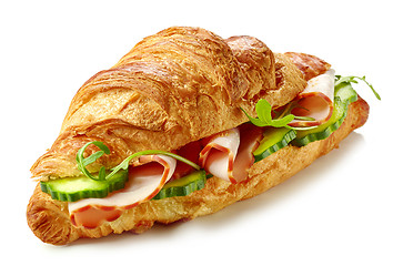 Image showing croissant sandwich with ham