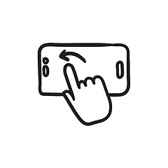 Image showing Finger touching smartphone sketch icon.