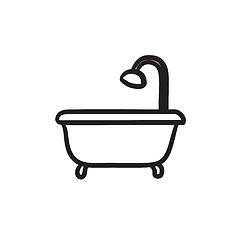 Image showing Bathtub with shower sketch icon.