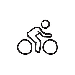 Image showing Man riding  bike sketch icon.