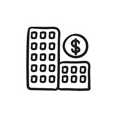 Image showing Condominium with dollar symbol sketch icon.