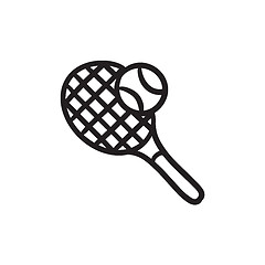 Image showing Tennis racket and ball sketch icon.