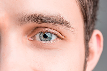 Image showing The conceptual image of digital eye of a young man and eoman