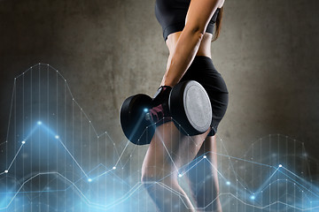 Image showing woman with dumbbell in gym