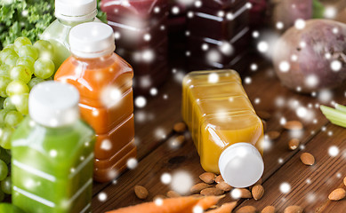 Image showing bottles with different fruit or vegetable juices