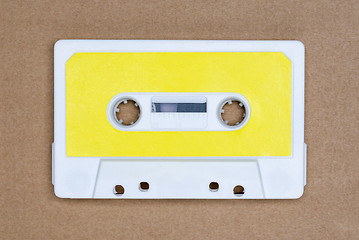 Image showing Retro white audio tape with yellow label