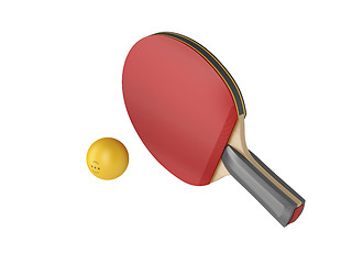 Image showing Ping pong racket and ball