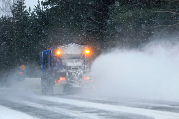 Image showing Snowplow Clears Road, Rear View