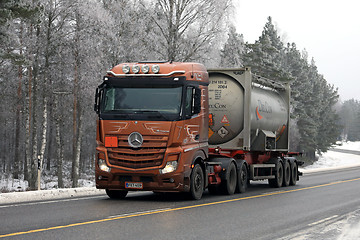 Image showing Mercedes-Benz Semi Chemical Transport in Winter