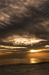 Image showing Dramatic sunset over sea