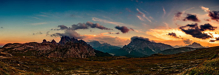 Image showing Panorama National Nature Park Tre Cime In the Dolomites Alps. Be