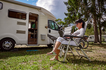 Image showing Family vacation travel, holiday trip in motorhome RV