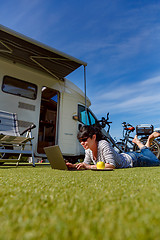 Image showing Family vacation travel, holiday trip in motorhome RV