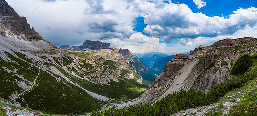 Image showing Panorama National Nature Park Tre Cime In the Dolomites Alps. Be