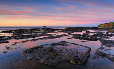 Image showing Tidal reflections beach coast Geroa Australia