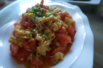 Image showing Stir fried tomato and scrambled eggs