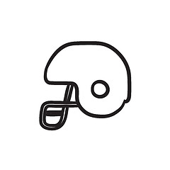 Image showing Hockey helmet sketch icon.