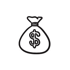 Image showing Money bag sketch icon.