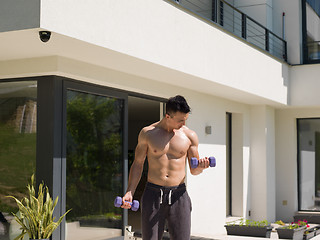 Image showing man doing morning exercises