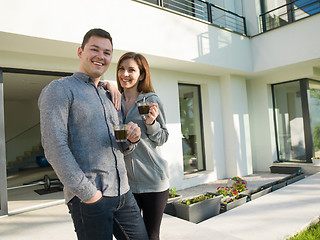 Image showing couple enjoying morning coffee