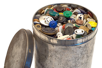 Image showing Tin Full Of Buttons