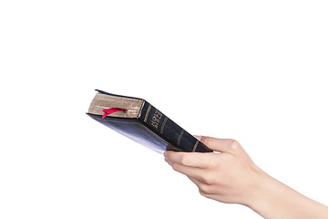 Image showing Woman hand holding the Holy Bible