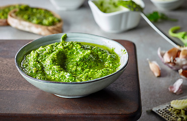 Image showing bowl of basil pesto