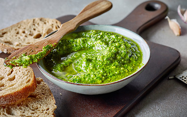 Image showing bowl of basil pesto