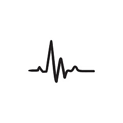 Image showing Heart beat cardiogram sketch icon.