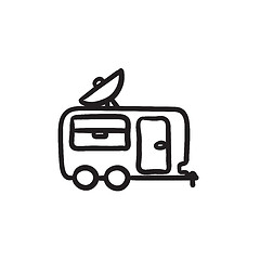 Image showing Caravan with satellite dish sketch icon.