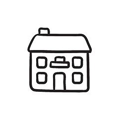 Image showing Two storey detached house sketch icon.